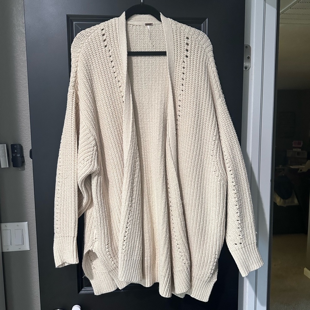 Free People Nightingale Oversized Knit Cardigan Cream Size L
